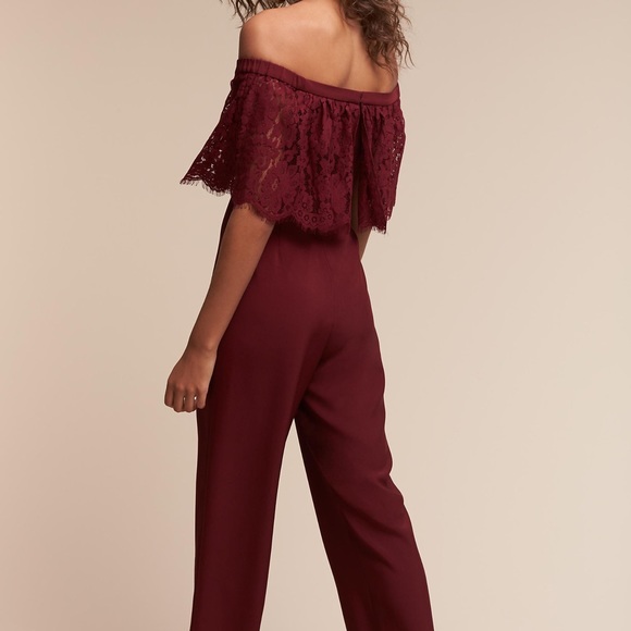 Theia Bridal Wine Mila Jumpsuit 4 0 Maroon - Picture 4 of 6